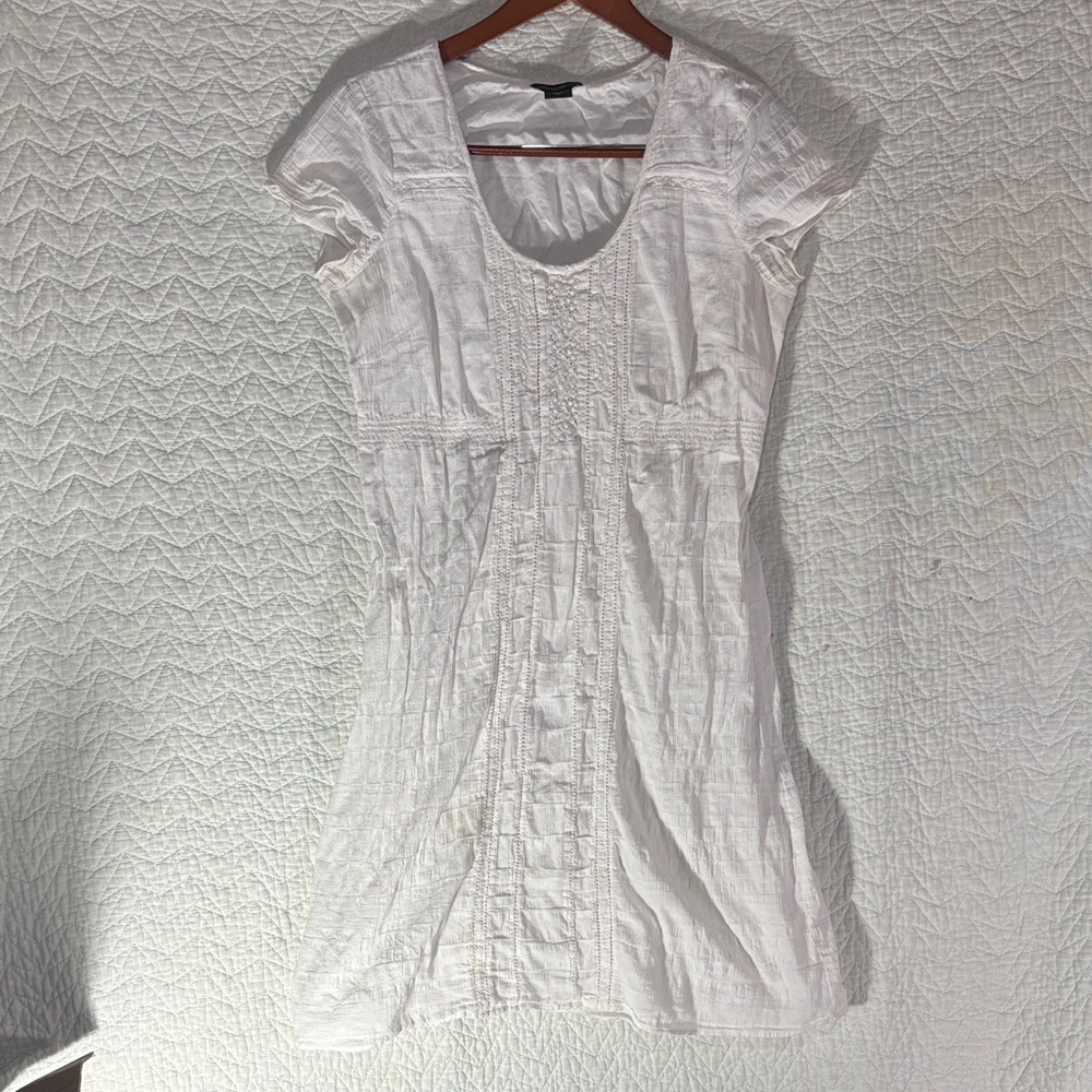 Eddie Bauer White Textured Midi Dress